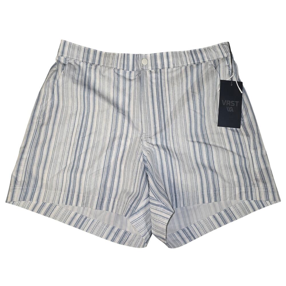 VRST Resort Short Print NWT Men's M 5" Swim Hybrid Slim Fit Blue Stripe